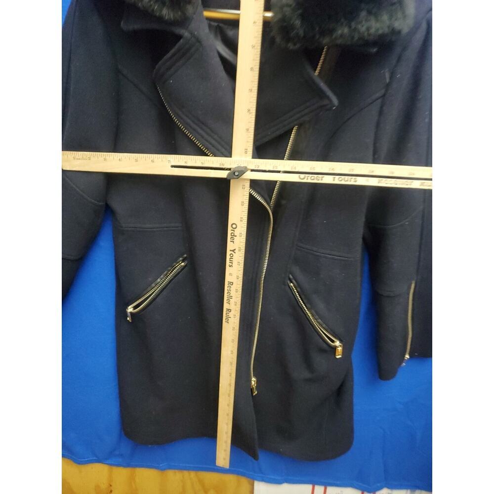 Michael Kors Jacket Women's L Black Wool Blend Coat Zip Up Pockets - Picture 7 of 16